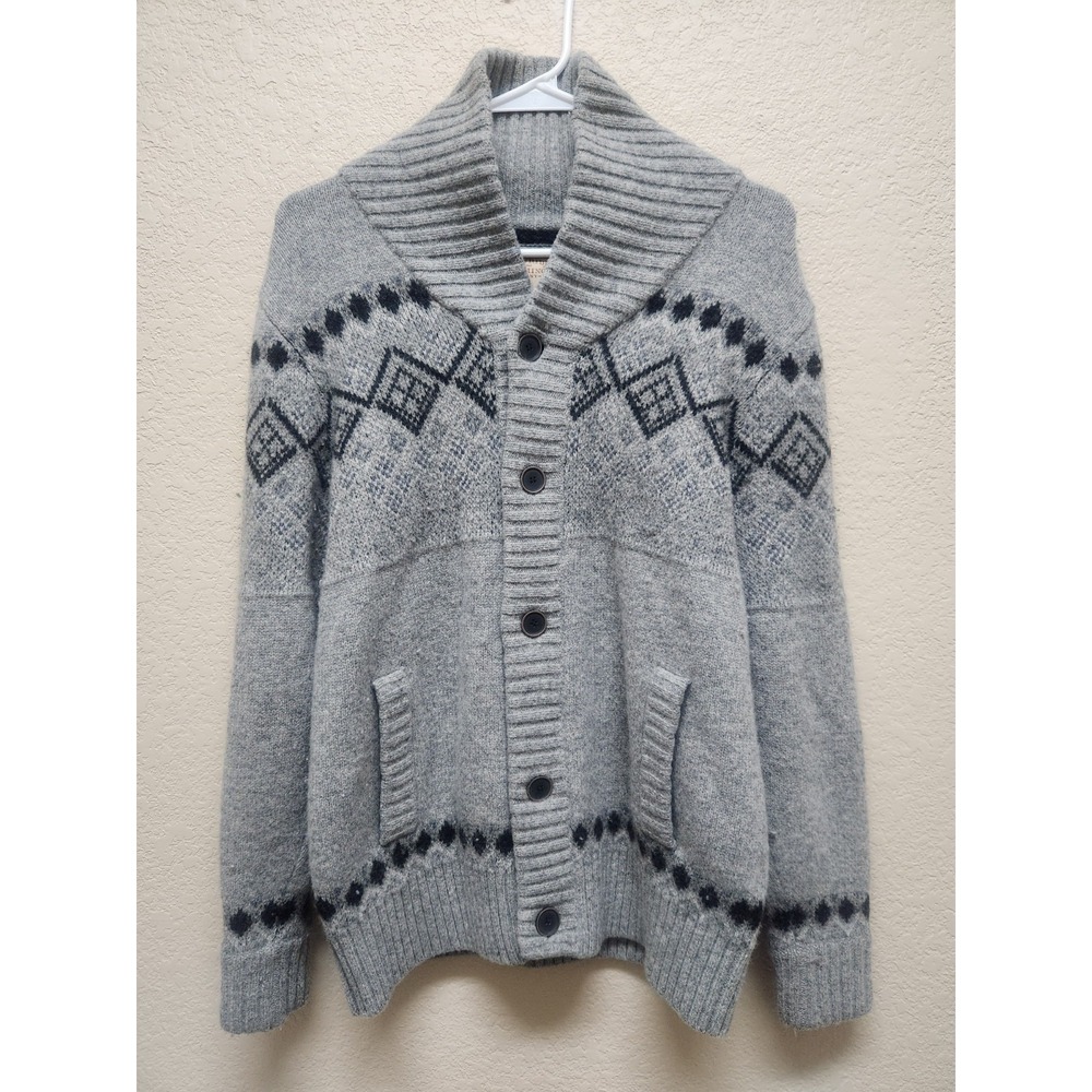 Telluride Women's Gray Lambswool Knit Cardigan Sweater Size M Grandmacore Vintag